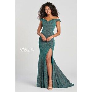 Colette Glitter Off the Shoulder Gown CL12028